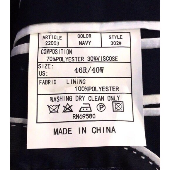 Studio Ferera Mens Slim Fit Navy Blue Suit 3pc Jacket 46R Trousers 40x26 NWT - Picture 7 of 14